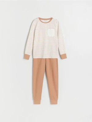 Zdjęcie produktu Reserved - Dwuczęściowa piżama w paski - brązowy