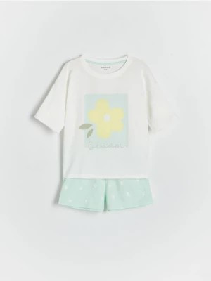 Zdjęcie produktu Reserved - Dwuczęściowa piżama z nadrukiem - jasnozielony