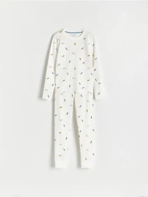 Zdjęcie produktu Reserved - Dwuczęściowa piżama z nadrukiem - złamana biel