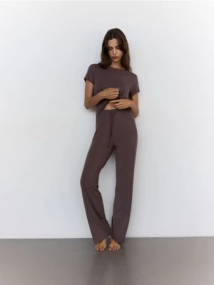 Zdjęcie produktu Reserved - Dwuczęściowa piżama z wiskozą - brązowy