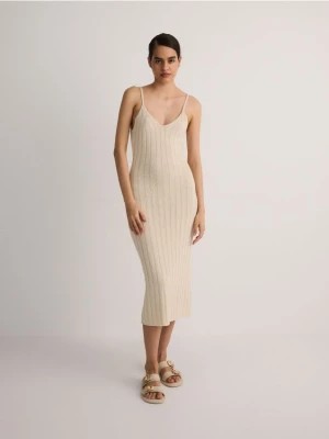 Zdjęcie produktu Reserved - Dzianinowa sukienka z lnem - kremowy