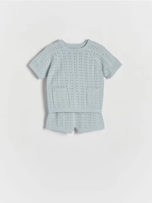Zdjęcie produktu Reserved - Dzianinowy komplet z bawełny - jasnoniebieski