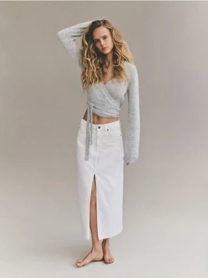 Zdjęcie produktu Reserved - Jeansowa spódnica midi - złamana biel