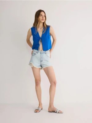 Zdjęcie produktu Reserved - Jeansowe szorty z przetarciami - niebieski