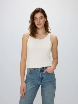 Zdjęcie produktu Reserved - Koszulka na ramiączkach z modalem - złamana biel