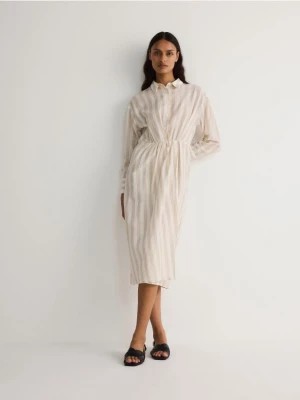 Zdjęcie produktu Reserved - Koszulowa sukienka midi z lyocellem - beżowy