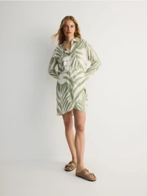 Zdjęcie produktu Reserved - Koszulowa sukienka mini z wiskozy - jasnozielony