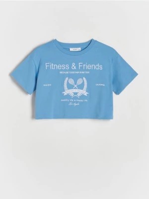 Zdjęcie produktu Reserved - Krótki t-shirt z haftem - jasnoniebieski