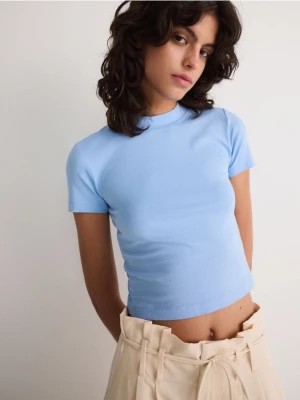 Zdjęcie produktu Reserved - Krótki t-shirt ze stójką - niebieski