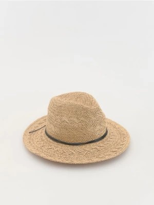 Zdjęcie produktu Reserved - Pleciony kapelusz z rzemykami - kremowy