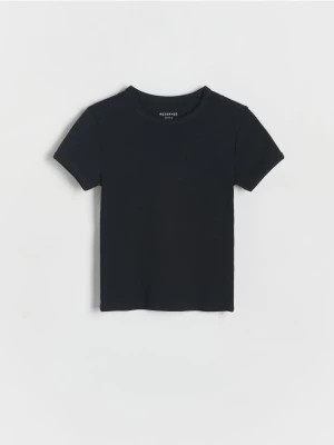 Zdjęcie produktu Reserved - Prążkowany t-shirt - czarny