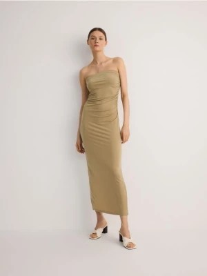 Zdjęcie produktu Reserved - Sukienka maxi z prostym dekoltem - ciemnozielony