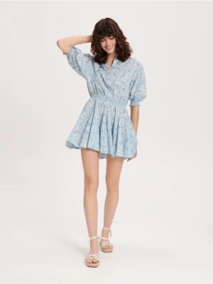 Zdjęcie produktu Reserved - Sukienka mini z bufiastymi rękawami - niebieski
