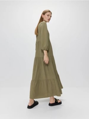 Zdjęcie produktu Reserved - Sukienka oversize z wiskozą i lnem - zielony