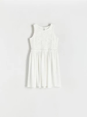 Zdjęcie produktu Reserved - Sukienka z ażurową górą - złamana biel