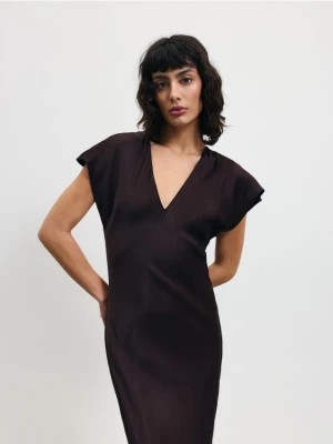 Zdjęcie produktu Reserved - Sukienka z wiskozy - ciemnobrązowy