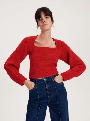 Zdjęcie produktu Reserved - Sweter z kwadratowym dekoltem - czerwony