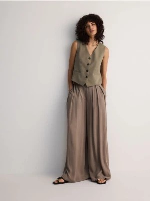 Zdjęcie produktu Reserved - Szerokie spodnie z wiskozy - brązowy