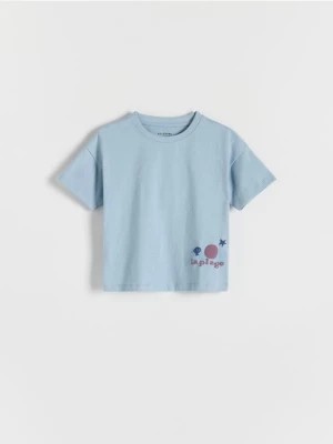 Zdjęcie produktu Reserved - T-shirt oversize z aplikacją - jasnoniebieski
