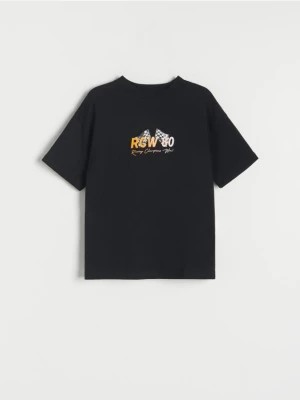 Zdjęcie produktu Reserved - T-shirt oversize z nadrukiem - czarny