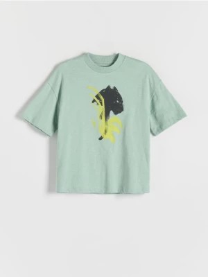 Zdjęcie produktu Reserved - T-shirt oversize z nadrukiem - jasnozielony
