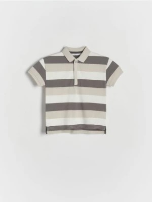 Zdjęcie produktu Reserved - T-shirt polo w paski - biały