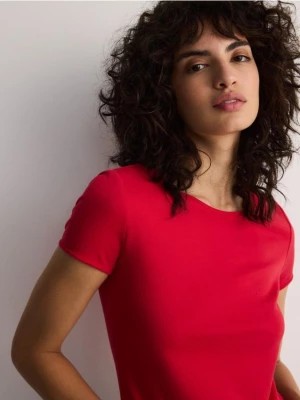 Zdjęcie produktu Reserved - T-shirt z merceryzowanej bawełny - czerwony
