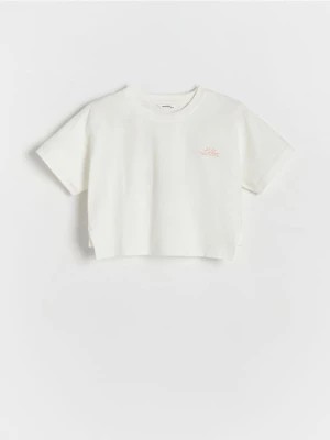 Zdjęcie produktu Reserved - T-shirt z nadrukiem - złamana biel