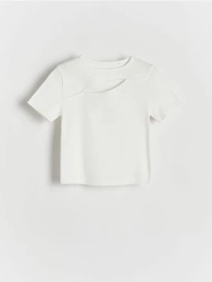 Zdjęcie produktu Reserved - T-shirt z wycięciem - biały