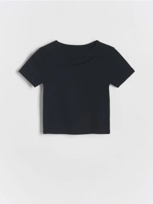 Zdjęcie produktu Reserved - T-shirt z wycięciem - czarny