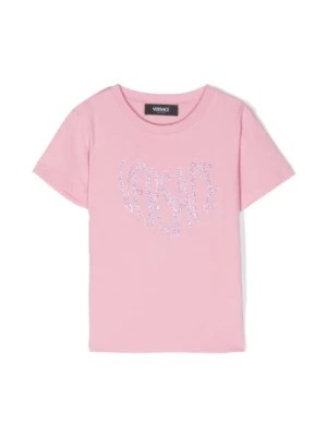 Zdjęcie produktu Rhinestone Rose T-shirt z Logo Versace