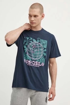 Zdjęcie produktu Rip Curl t-shirt bawełniany męski kolor granatowy z nadrukiem