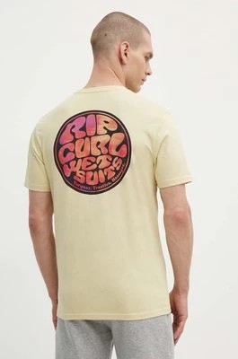 Zdjęcie produktu Rip Curl t-shirt bawełniany męski kolor żółty z nadrukiem