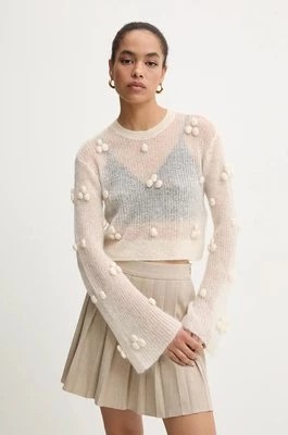 Zdjęcie produktu Rotate sweter wełniany Light Knit Ls Sweater damski kolor beżowy lekki 112999857