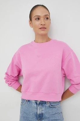 Zdjęcie produktu Roxy bluza bawełniana damska kolor różowy gładka