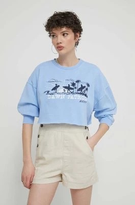 Zdjęcie produktu Roxy bluza damska kolor niebieski z nadrukiem ARJFT04238