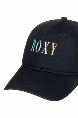 Zdjęcie produktu Roxy czapka z daszkiem bawełniana dziecięca kolor czarny z aplikacją