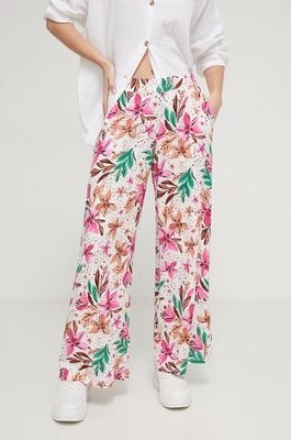 Zdjęcie produktu Roxy spodnie Midnight Avenue damskie kolor biały szerokie high waist ERJNP03544