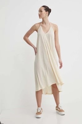 Zdjęcie produktu Roxy sukienka z domieszką lnu kolor beżowy mini prosta ERJX603390