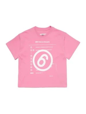 Zdjęcie produktu Różowa Bawełniana Koszulka z Nadrukiem Logo Maison Margiela