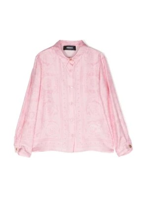 Zdjęcie produktu Różowa jedwabna koszula z plisami Versace
