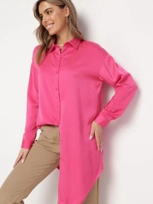Zdjęcie produktu Różowa Koszula na Guziki o Przedłużonym Kroju Alephio