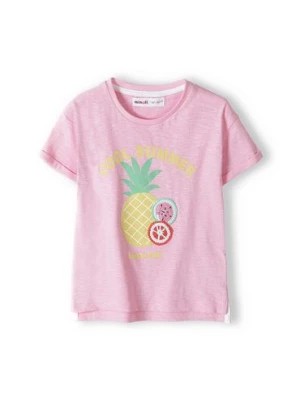 Zdjęcie produktu Różowa koszulka bawełniana z nadrukiem- Cool summer Minoti