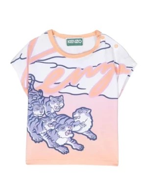 Zdjęcie produktu Różowa koszulka dziecięca z nadrukiem zwierząt Kenzo