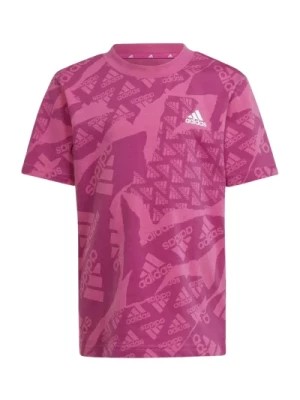 Zdjęcie produktu Różowa koszulka z logo dla dziewczyn Adidas
