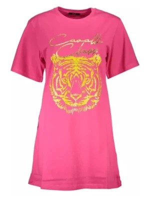 Zdjęcie produktu Różowa Koszulka z Logo z Bawełny Cavalli Class