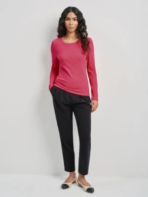 Zdjęcie produktu Różowa prążkowana bluzka longsleeve damska OCHNIK