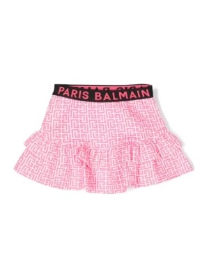 Zdjęcie produktu Różowa Spódnica Marszczona Elastyczny Pas Balmain