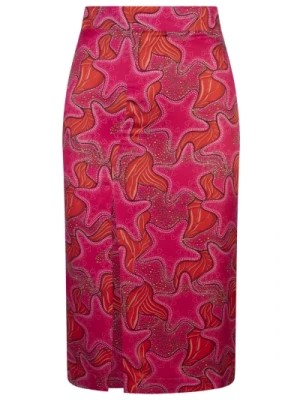 Zdjęcie produktu Różowa Spódnica Midi z Jedwabiu w Gwiazdy Alessandro Enriquez