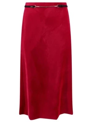 Zdjęcie produktu Różowa Spódnica z Mieszanki Jedwabiu z Odłączanym Paskiem Gucci